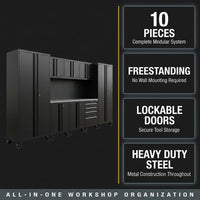 10-Piece Heavy Duty Steel Garage Cabinet System | All-In-One Modular Garage Cabinet Set for Ultimate Workshop Organization | Easy Assembly Garage Storage Cabinets & Tool Bench (Black) — Results & Stats
