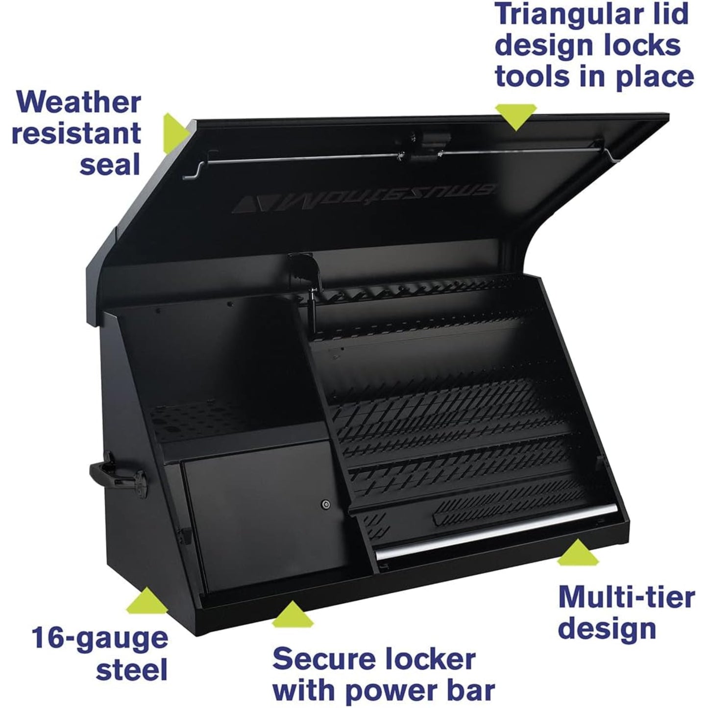 41" X 18" Heavy Duty Steel Triangle Toolbox (Steel, Flat Black)