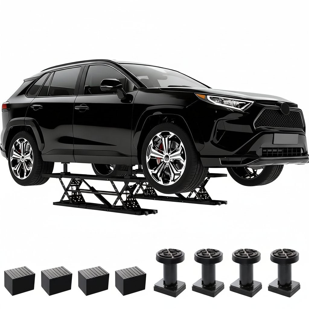 7000 LBS Portable Car Lift with Extension Plates, Black