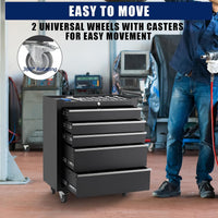 Rolling Tool Chest, 5 Drawers Tool Storage Cabinet with Wheels, Portable Tool Cabinet Organizer with Locking System & Drawer Liners,Universal Lockable Wheels, Tool Storage Cart for Garage, Workshop