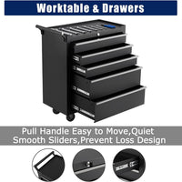 Rolling Tool Chest Built for Garage Organization, 5 Drawers, Locking Wheels, Portable Metal Cabinet
