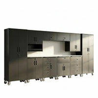 Garage Cabinet System Built for Complete Workshop Organization, Heavy Duty Steel Construction, Modular Design