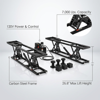 Car Lift, 7,000 Lbs. Capacity Portable Car Lift, 26.8 In. Max. Height, Carbon Steel Truck Lift with 120-Volt Power Unit — infographic