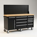 Mobile Tool Workbench Built for Heavy-Duty Projects, 62 Inch Width, 10 Drawers, Pegboard Back Wall