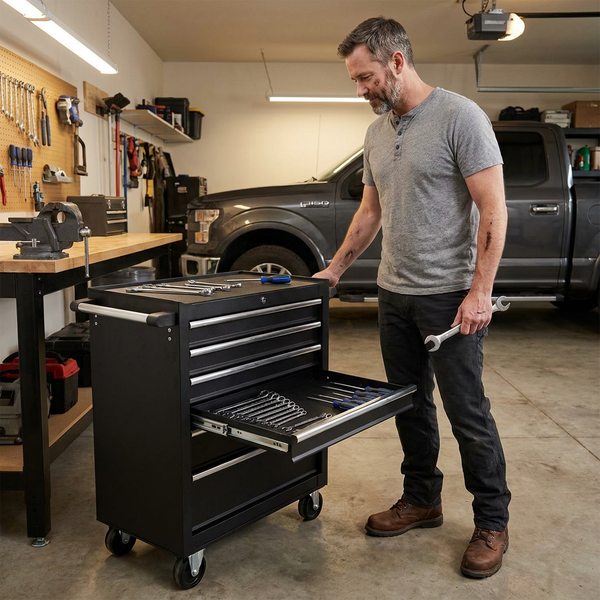 Rolling Tool Chest Built for Garage Organization, 5 Drawers, Locking Wheels, Portable Metal Cabinet
