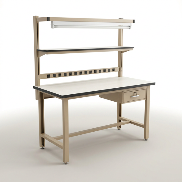 Steel Frame Workbench Built for Heavy Duty Projects, 60x30 Laminate Top, Modular Accessories, Height Adjustable — Studio Shot