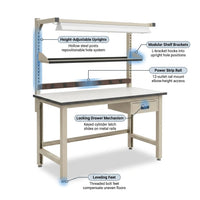 Steel Frame Workbench Built for Heavy Duty Projects, 60x30 Laminate Top, Modular Accessories, Height Adjustable — How It Works